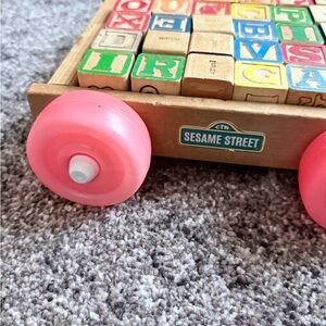 Vintage 1980s Sesame Street CTW Wooden Alphabet Block Cart